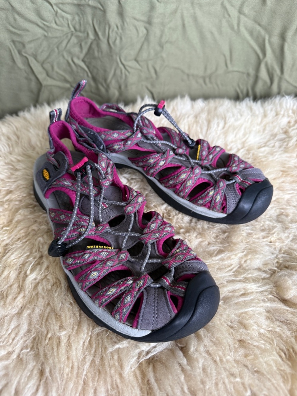 KEEN Whisper Women’s Pink and Gray Waterproof Sandals